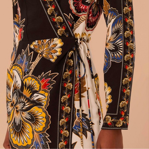 FARM RIO NWT Black Maxi Floral Lenzing Ecovero Viscose Wrap Mini Dress XS - Picture 5 of 10